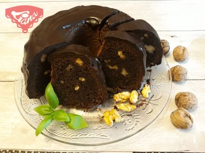 Gluten-free chocolate cake with walnuts