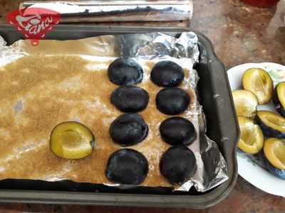 Gluten-free upside-down plum cake