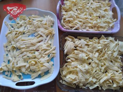 Gluten-free wide noodles for dessert or for bean soup