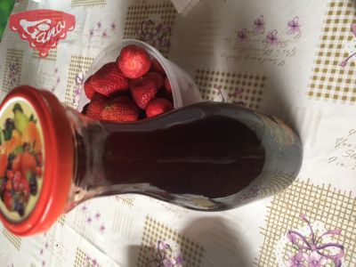 Homemade thick strawberry syrup with Želírka