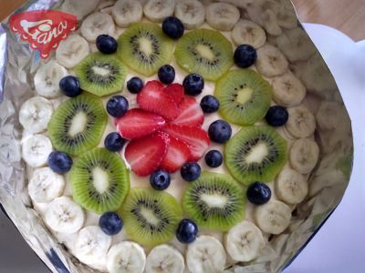 Gluten-free fruit cake with gelatin glaze