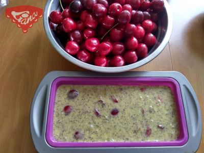 Gluten-free sweet bread with poppy seeds and cherries