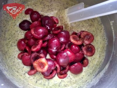 Gluten-free sweet bread with poppy seeds and cherries