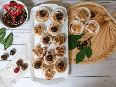 Gluten-free cinnamon rolls with sour cherries
