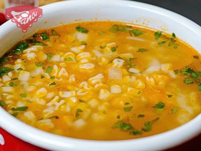 Vegetable soup with gluten-free letters