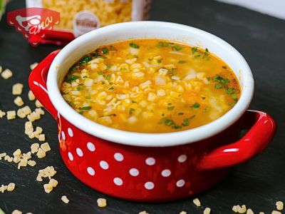 Vegetable soup with gluten-free letters