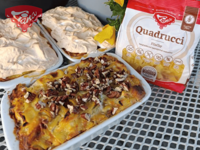 Bezlepkové zapekané cestoviny s tvarohom a ovocím