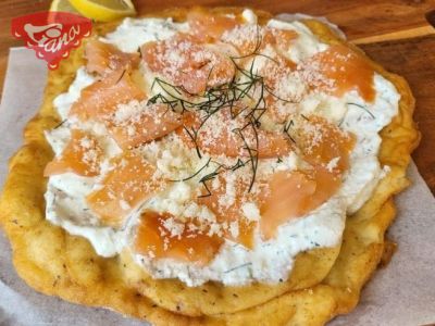 Gluten-free langoustines with fiber - with salmon and dill dressing