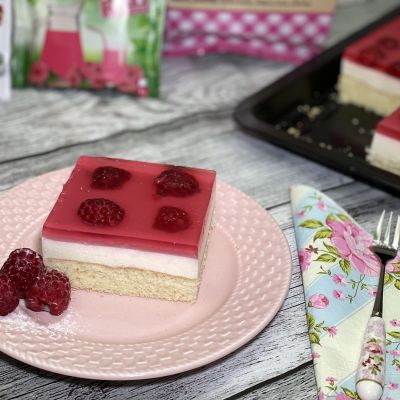 Gluténmentes málnás-krémes desszert zselatinnal