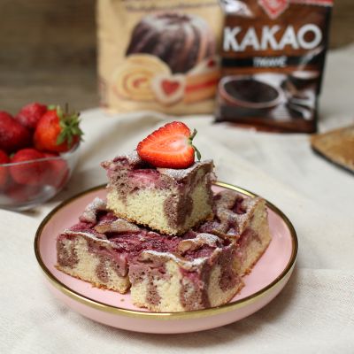 Gluténmentes kétszínű buborékfólia eperrel