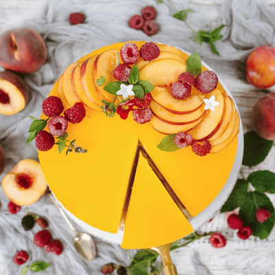 Gluten-free fruit yogurt cake with gelatin