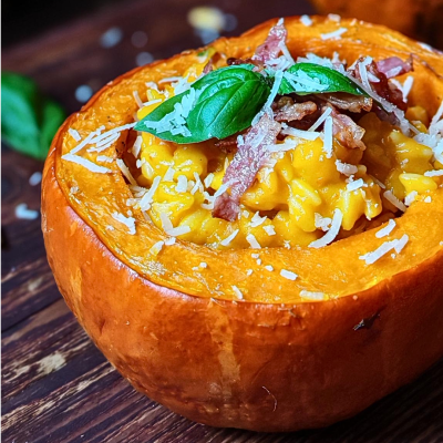 Cremiges Kürbis-Risotto mit glutenfreier Orzo-Pasta