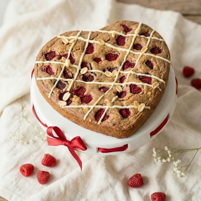 Valentínske pohánkové blondies s malinami