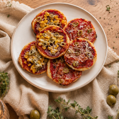 Gluten-free mini pizzas made with 3 ingredients