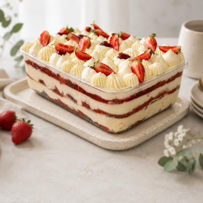 Bezlepkové jahodové tiramisu s domácimi piškótami