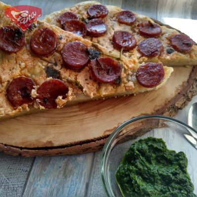 Gluten-free cream cake with sausage