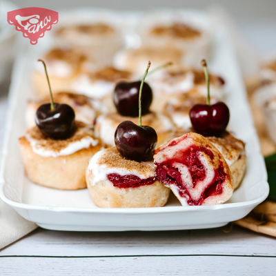 Gluten-free cinnamon rolls with sour cherries