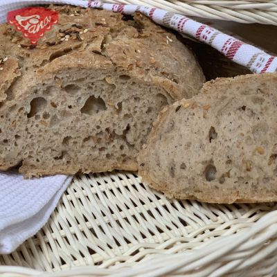 Gluten-free sourdough bread baked in a St. John&#39;s glass