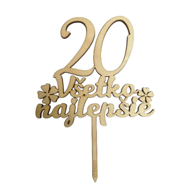 Zápich ze dřeva Všechno nejlepší s číslem 20