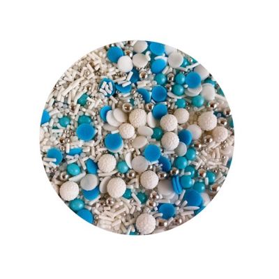 60 g blaue Mischung darüber streuen