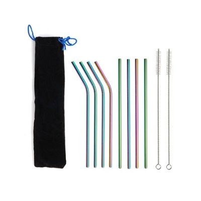 Slamky kovové farebné 8 ks + kefky