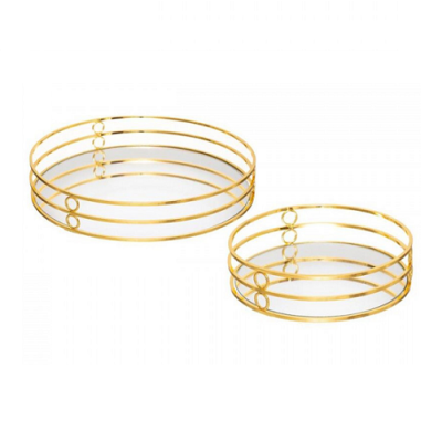 Arany tükrös tálcakészlet 2db-os