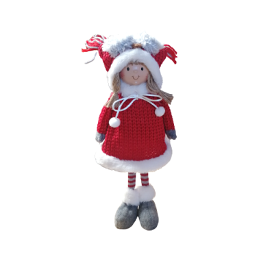 Dievčatko červeno-sivé 35 cm