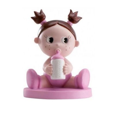 Figur eines kleinen Mädchens mit einer Flasche