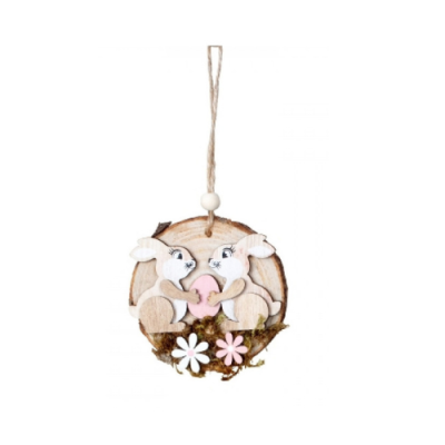 Decoration for hanging a bunny with an egg
