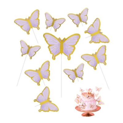 Stempel - Schmetterlinge Lila - Gold 10 Stk