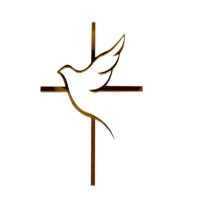 Gravírozás - galamb kereszttel, arany akril