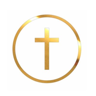 Goldkreuzgravur in einem Acrylkreis