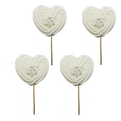 Zápich pusinky srdce bílé 4 ks