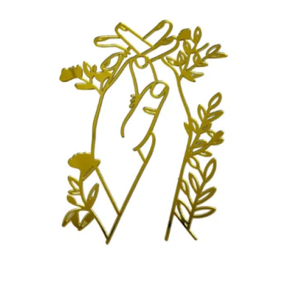 Gravur Hochzeitshand aus goldenem Acryl