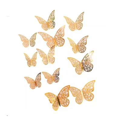 Geprägte Schmetterlinge aus Goldpapier 12 Stk