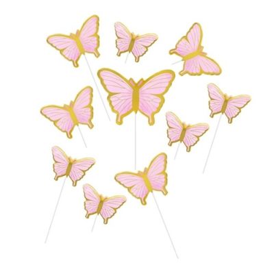 Prägung - Schmetterlinge rosa - gold 10 Stk
