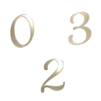Gravur – spiegelgoldene Zahl 0–9