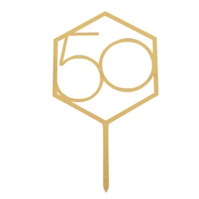 Gravur – Nummer 50, quadratisches goldenes Acryl