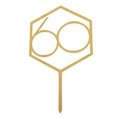 Gravur - Zahl 60, quadratisches Goldacryl