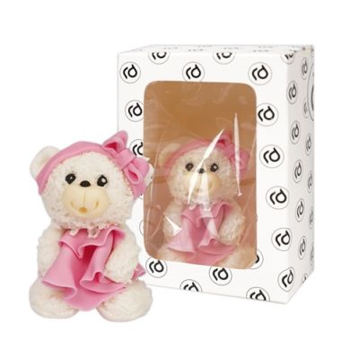 Cremefarbener Teddybär mit rosa Kleid