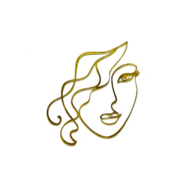 Gravur des Gesichts einer Frau, goldenes Acryl