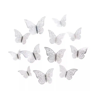 Geprägte Schmetterlinge aus Silberpapier 12 Stk