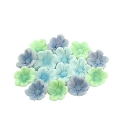Mini-Blüten grün, blau, lila, 15 Stück