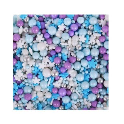 Weiß-blau-lila Streusel mit Flocken 50g