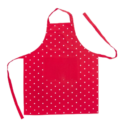Küchenschürze aus roter Baumwolle mit Punkten