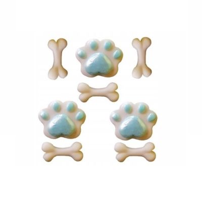 Hundepfoten und Knochen Set blau 8 tlg