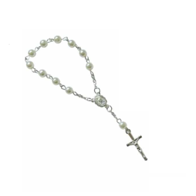 Růženec bílo - stříbrný