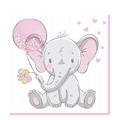 Napkins Elephant pink 20 pcs