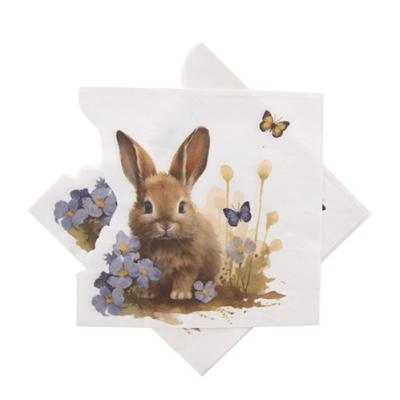 Napkins with a hare, cut out, 33 x 33 cm, 20 pcs.