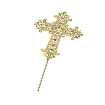 Goldkreuzanhänger mit Strasssteinen, Metall